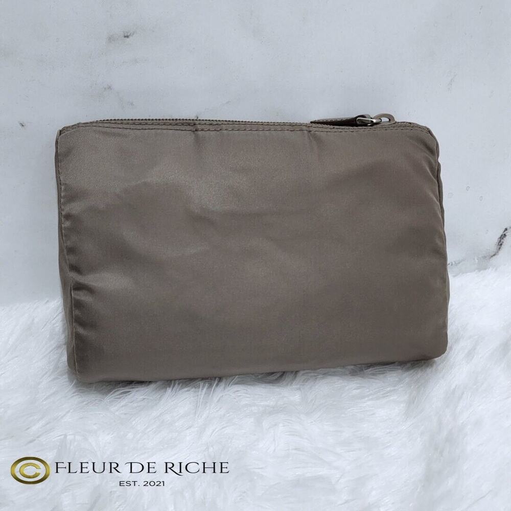 Prada Necessaire Tessuto Nylon Small Toiletry Clutch Case Gray Argilla 1NA011 - Picture 5 of 13